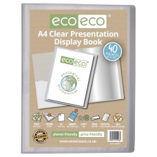 A4 50% Recycled Clear 40 Pocket Presentation Display Book - Single