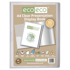 A4 50% Recycled Clear 60 Pocket Presentation Display Book - Single