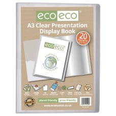 A3 50% Recycled Clear 20 Pocket Presentation Display Book - Single