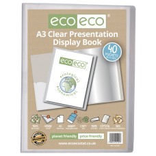 A3 50% Recycled Clear 40 Pocket Presentation Display Book - Single
