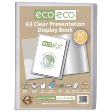 A3 50% Recycled Clear 60 Pocket Presentation Display Book - Single
