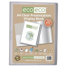 A4 50% Recycled Clear 20 Pocket Presentation Display Book - Single
