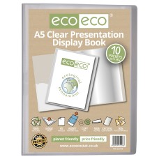 A5 50% Recycled Clear 10 Pocket Presentation Display Book - Single