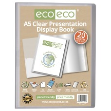 A5 50% Recycled Clear 20 Pocket Presentation Display Book - Single