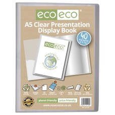 A5 50% Recycled Clear 40 Pocket Presentation Display Book - Single