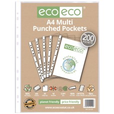 A4 100% Recycled Bag 200 Multi Punched Pockets - Pack of 200