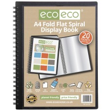 A4 50% recycled 20 pocket Fold Flat Spiral display book - Single
