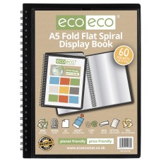 A5 50% recycled 60 pocket Fold Flat Spiral display book - Single