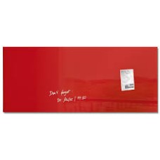 Wall Mounted Magnetic Glass Board 1300x550x15mm - Red