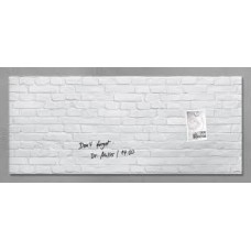 Wall Mounted Magnetic Glass Board 1300x550x18mm - White Stone