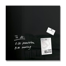 Wall Mounted Magnetic Glass Board 450x450x9mm - Black - B1101