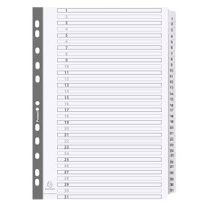 Exacompta Mylar Printed 160 GSM Indices A4 31 Part, 1 to 31 Numbered Tabs