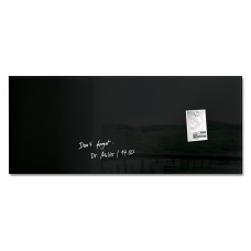 Wall Mounted Magnetic Glass Board 1300x550x15mm - Black