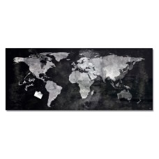 Wall Mounted Magnetic Glass Board 1300x550x18mm - World Map Design