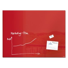 Wall Mounted Magnetic Glass Board 1200x900x18mm - Red