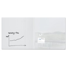 Wall Mounted Magnetic Glass Board 2000x1000x18mm - Super White