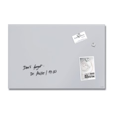 Wall Mounted Magnetic Glass Board 600x400x15mm - Matt Light Grey