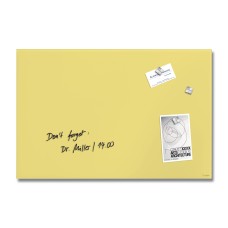 Wall Mounted Magnetic Glass Board 600x400x15mm - Matt Pastel Yellow
