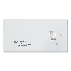 Wall Mounted Magnetic Glass Board 910x460x15mm - Matt Super White