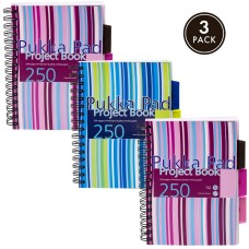 Pukka Pad Stripes Polypropylene Project Book 250 Pages A5 Blue/Pink (3)
