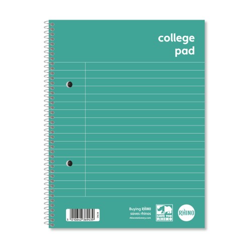 RHINO A5+ College Pad 70 Leaf, F8M (Pack of 10)