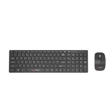 Compact Wireless Keyboard with Number pad and Mouse - Black