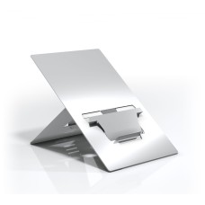Low Angle High Elevation Laptop Stand with In-line Document Holder - Natural Aluminium