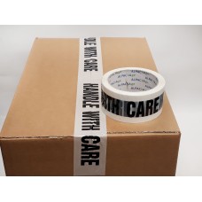 Printed HANDLE WITH CARE Packagin Tape 48mm x 66m 38 micron Black/White Box of 72 Rolls