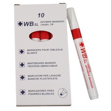 Drywipe Chisel Tip Marker Red (10)