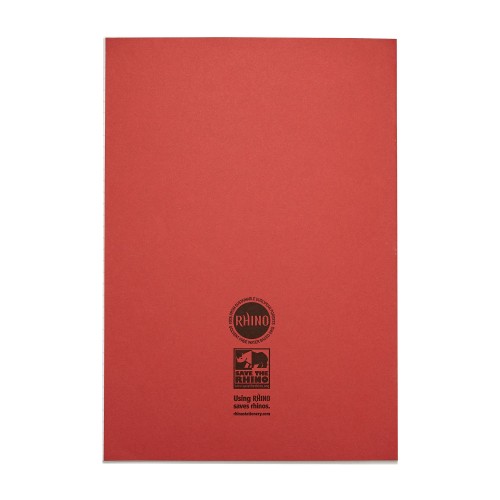 RHINO A4 Exercise Book 96 Page, Red, F8M (Pack of 50)