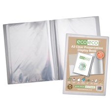 A3 50% Recycled Clear 20 Pocket Presentation Display Book - Single
